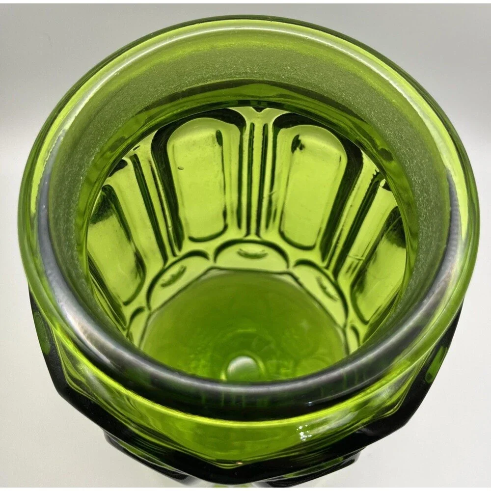 Vintage L.E. Smith Moon and Stars Green Glass Canister 12 x 6.5 inch
